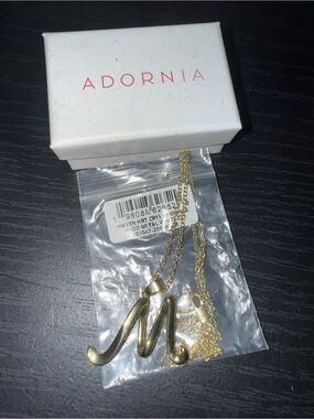 Haven Heart Gold Tone Initial M Pendant Necklace, NEW in original packaging